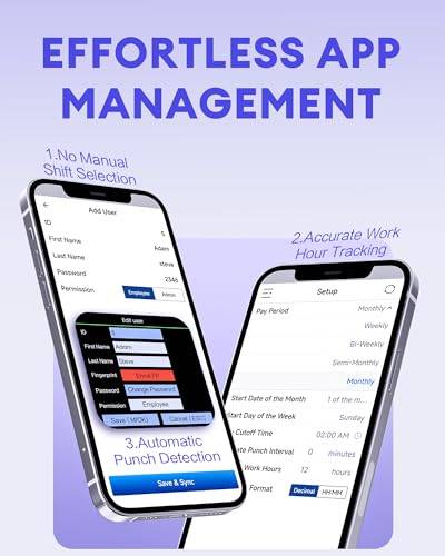 Opiniones NGTeco W3 Reloj de fichar biométrico - Interfaz de la aplicación móvil