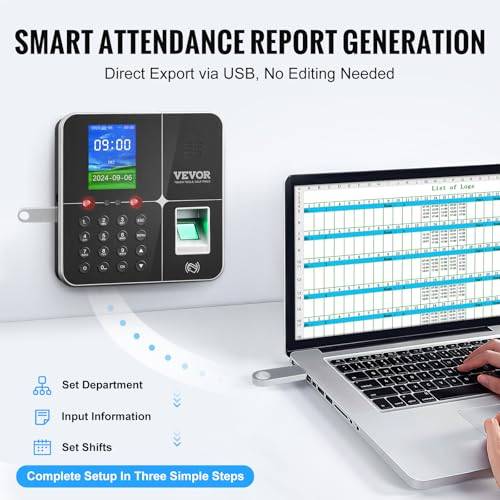 Opiniones VEVOR Reloj de Fichar Biométrico - Exportación de datos por USB