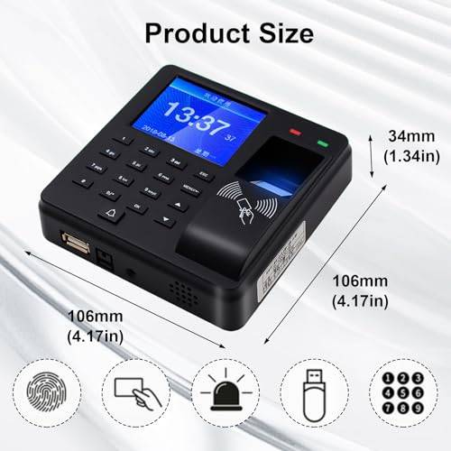 Dimensiones compactas del control de horario Zephviora