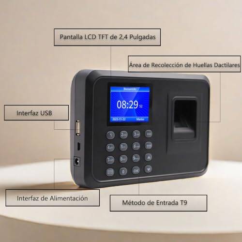 Review MIKONIYA Máquina Fichar Huella Dactilar - Puertos de conexión lateral